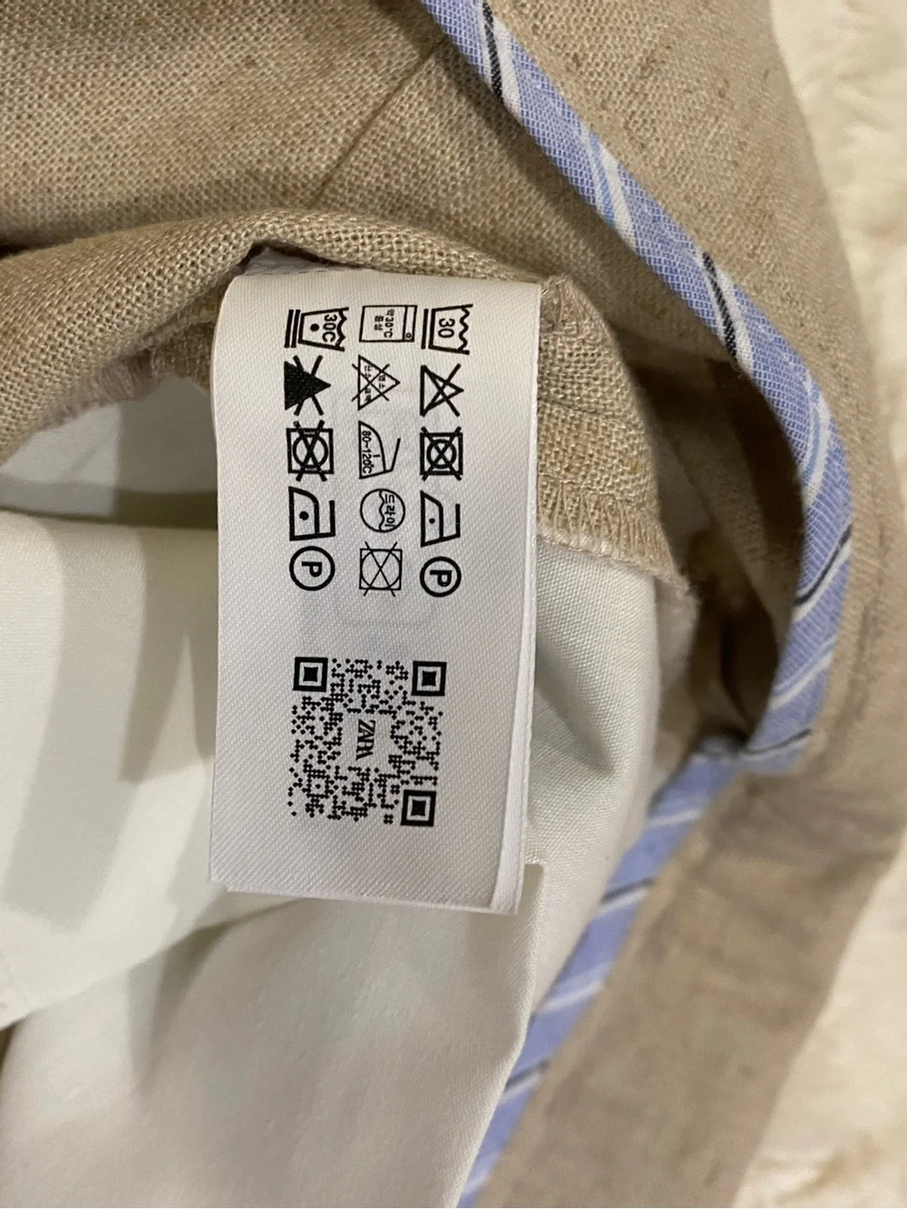 Zara Neutral High-Waist Linen Pleated Wide-Leg Pants - Beige size Large